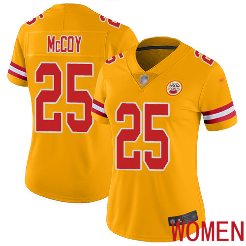 Women Kansas City Chiefs 25 McCoy LeSean Limited Gold Inverted Legend Football Nike NFL Jersey
